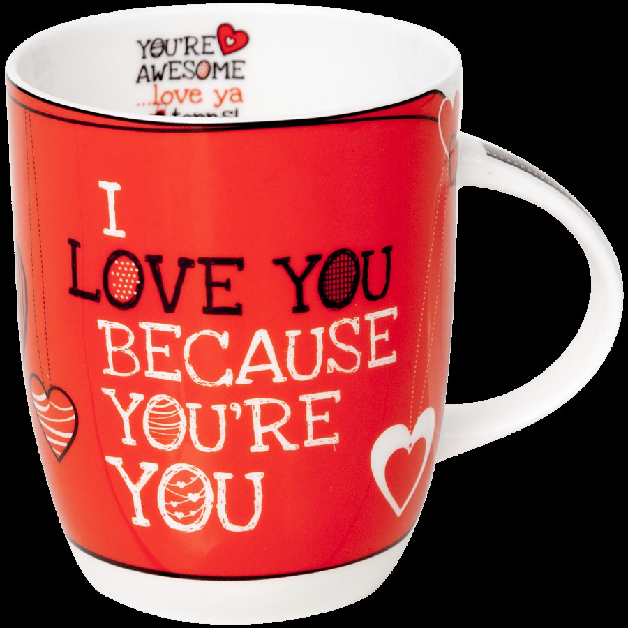 Claycraft Valentines Day Special I Love You Because You're You Quote Coffee Mug