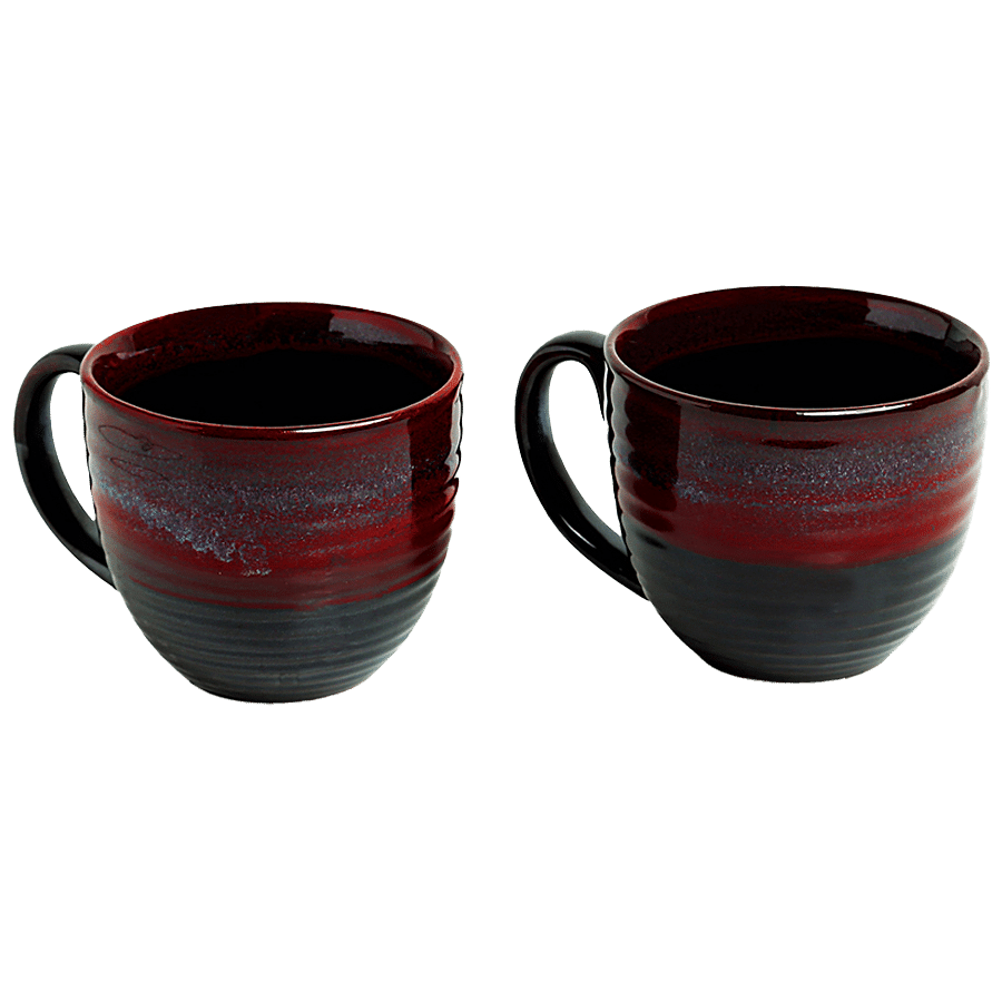 ExclusiveLane Ceramic Coffee & Tea Mugs - Crimson Lava Dome