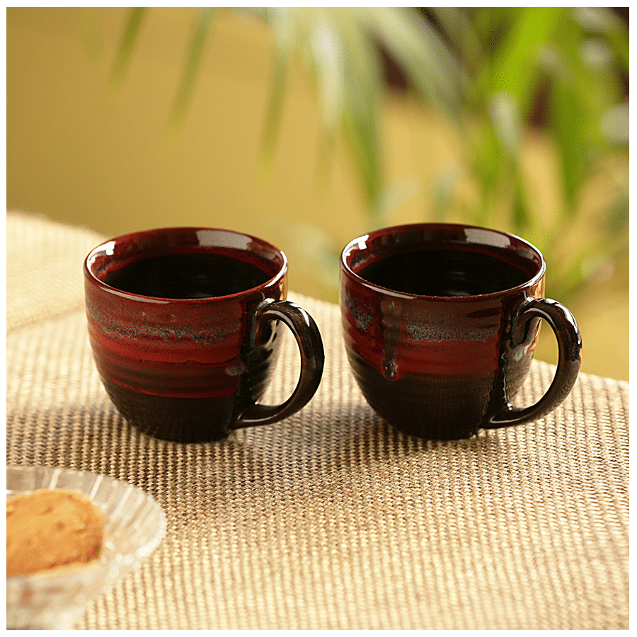 ExclusiveLane Ceramic Coffee & Tea Mugs - Crimson Lava Dome