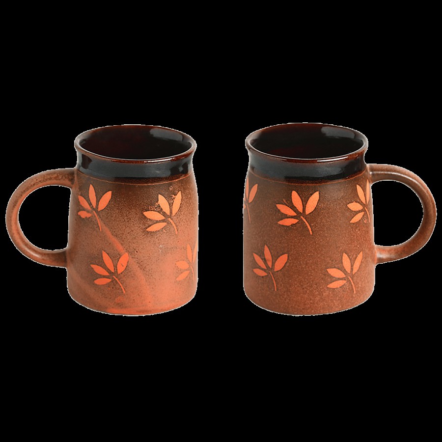 ExclusiveLane Ceramic Coffee & Tea Mugs - Leaf Sips