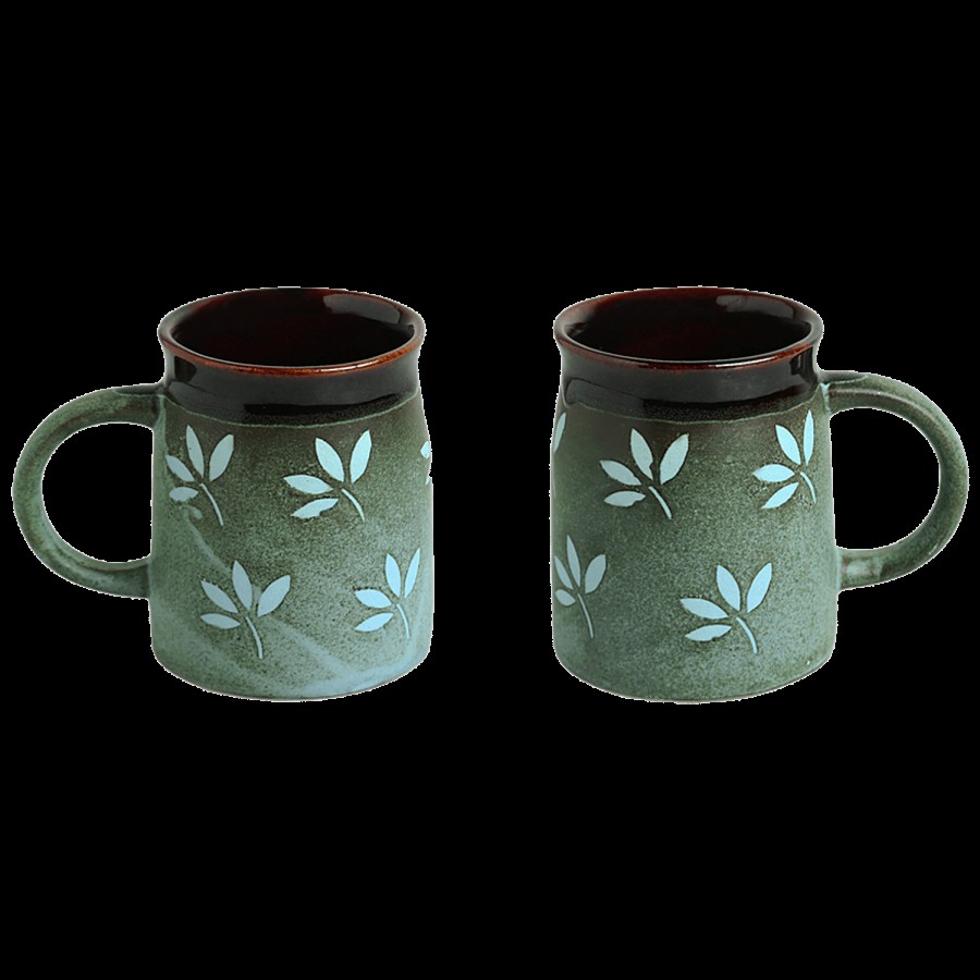 ExclusiveLane Ceramic Coffee & Tea Mugs - Leaf Sips