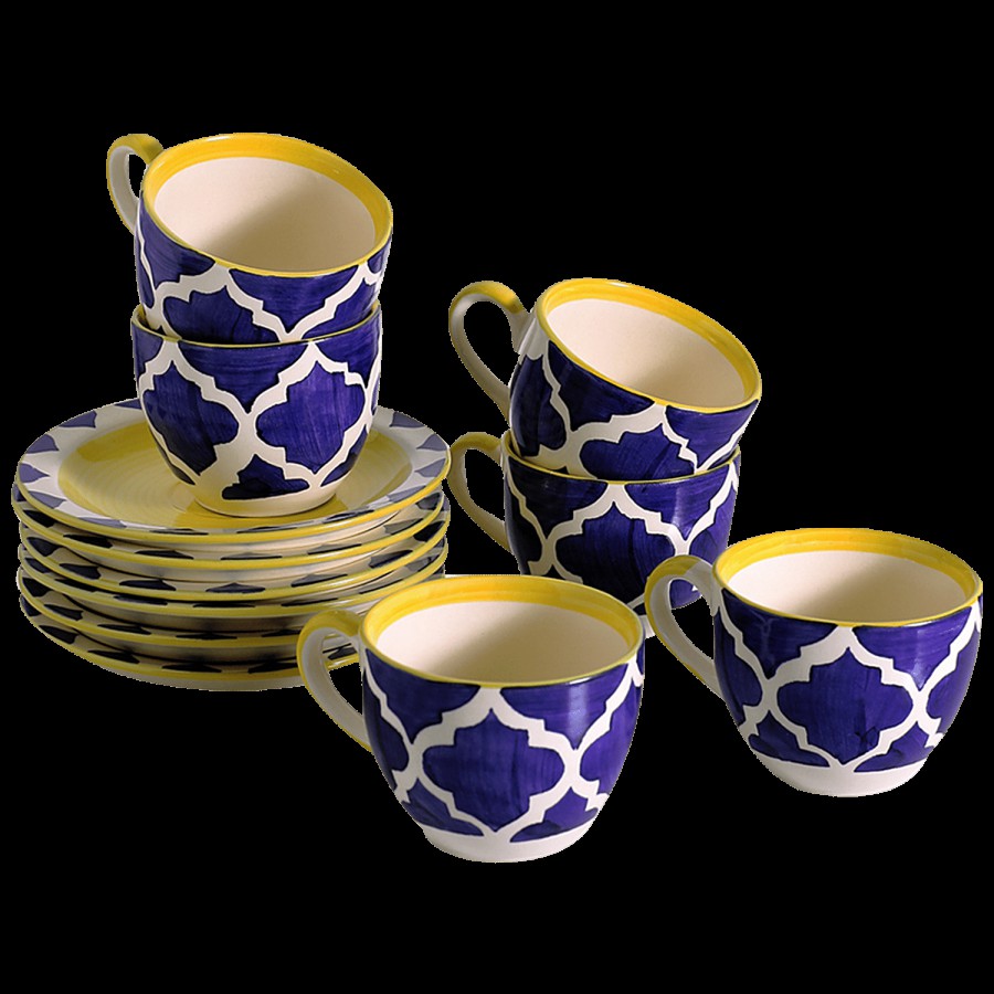 ExclusiveLane Ceramic Cup & Saucer - A Mediterranean High-Tea