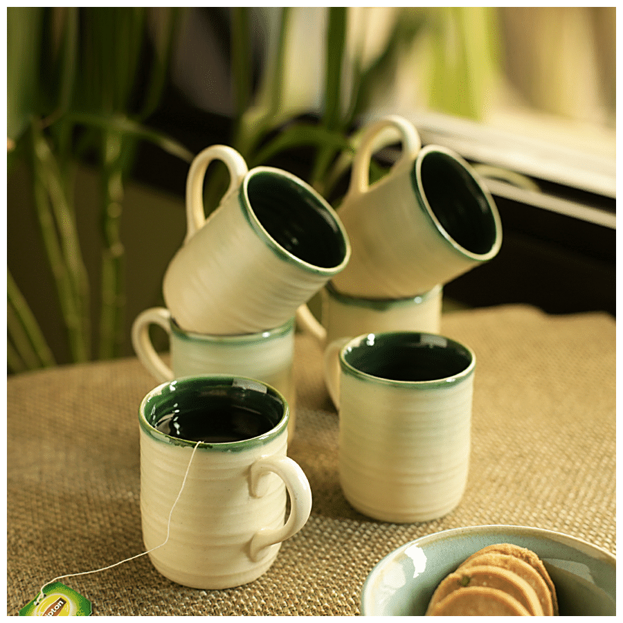 ExclusiveLane Ceramic Tea & Coffee Cups - Jade Translucence