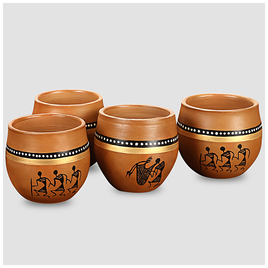 ExclusiveLane Kulhads -  Hand-Painted  In Terracotta