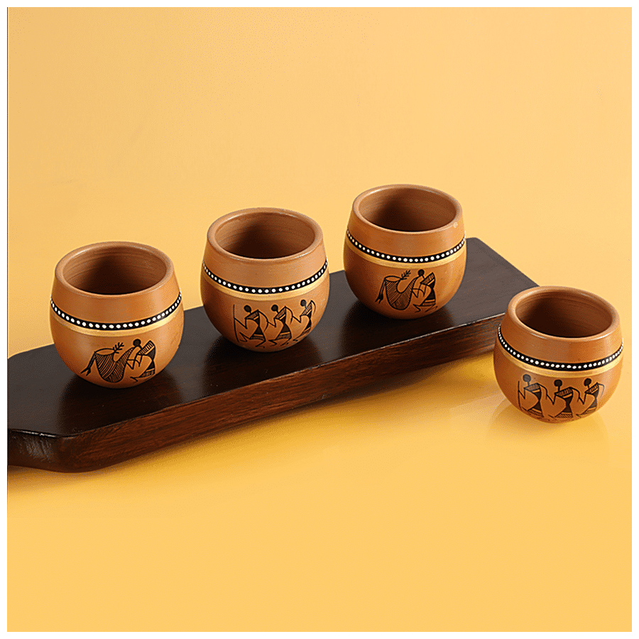 ExclusiveLane Kulhads -  Hand-Painted  In Terracotta