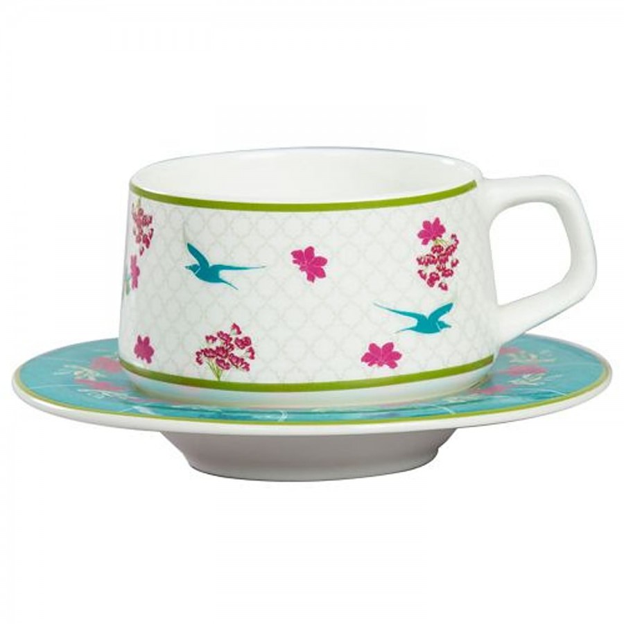 India Circus Chai/Cup & Saucer - Pink & Blue