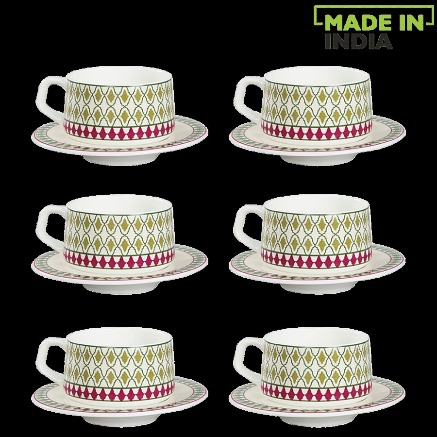 India Circus Chai/Cup & Saucer - Pink & Green