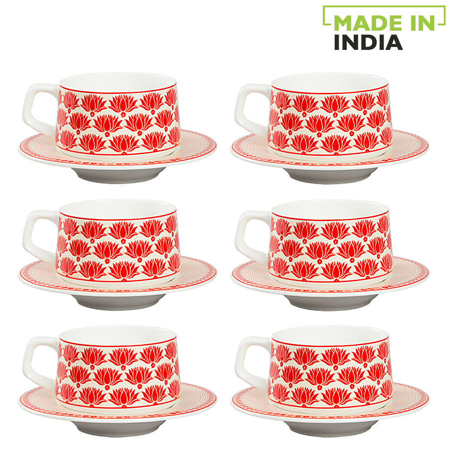 India Circus Chai/Cup & Saucer - Red & White