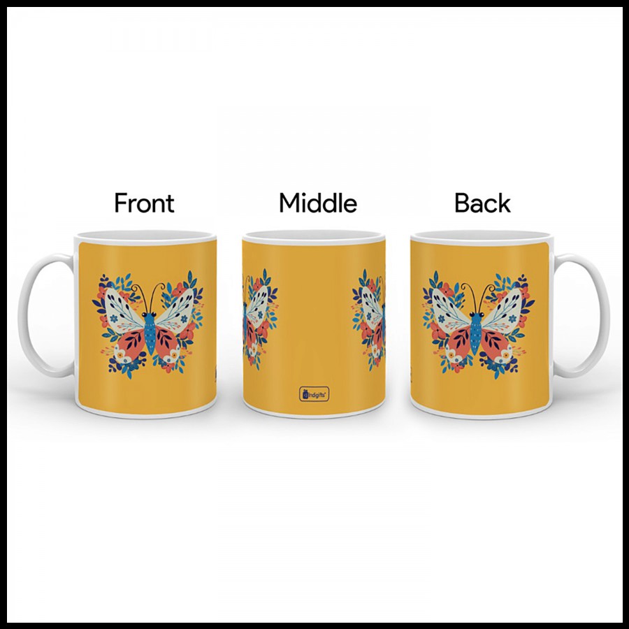 Indigifts Coffee Mug Half-N-Half Collection - Butterfly Printed