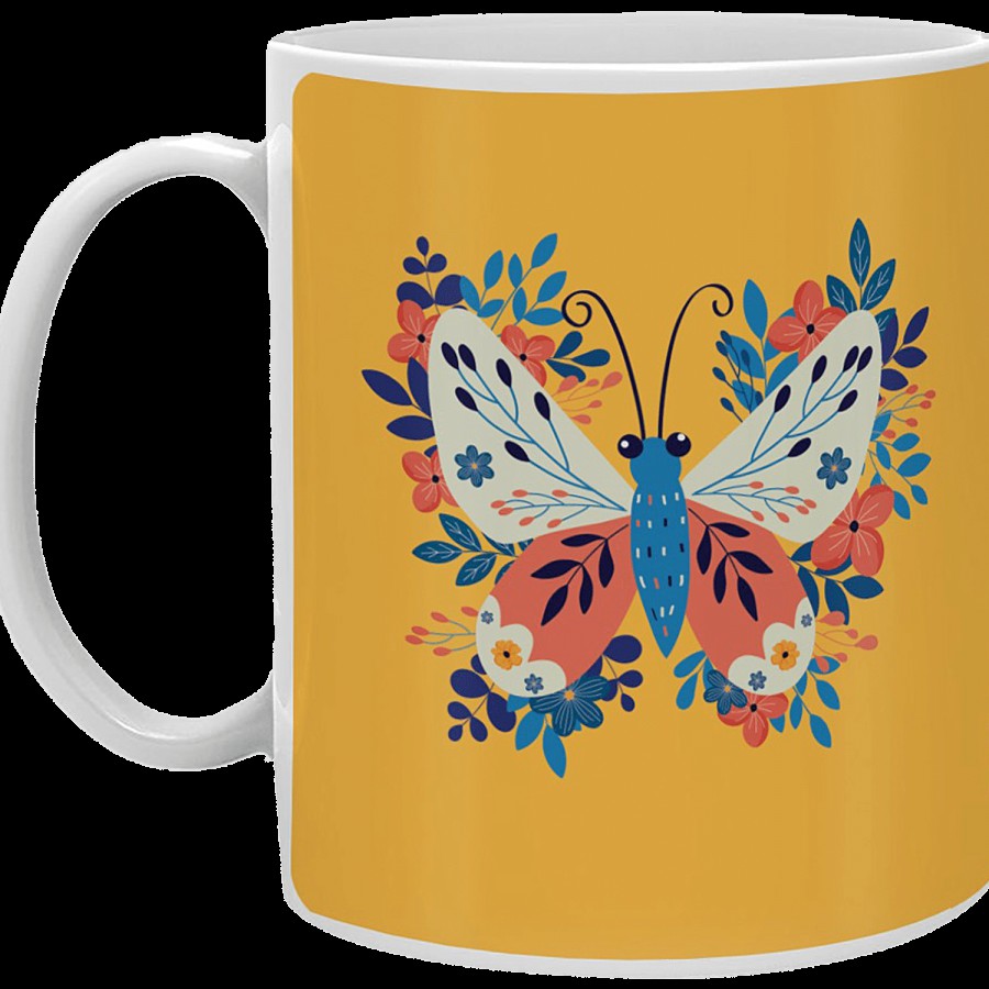 Indigifts Coffee Mug Half-N-Half Collection - Butterfly Printed