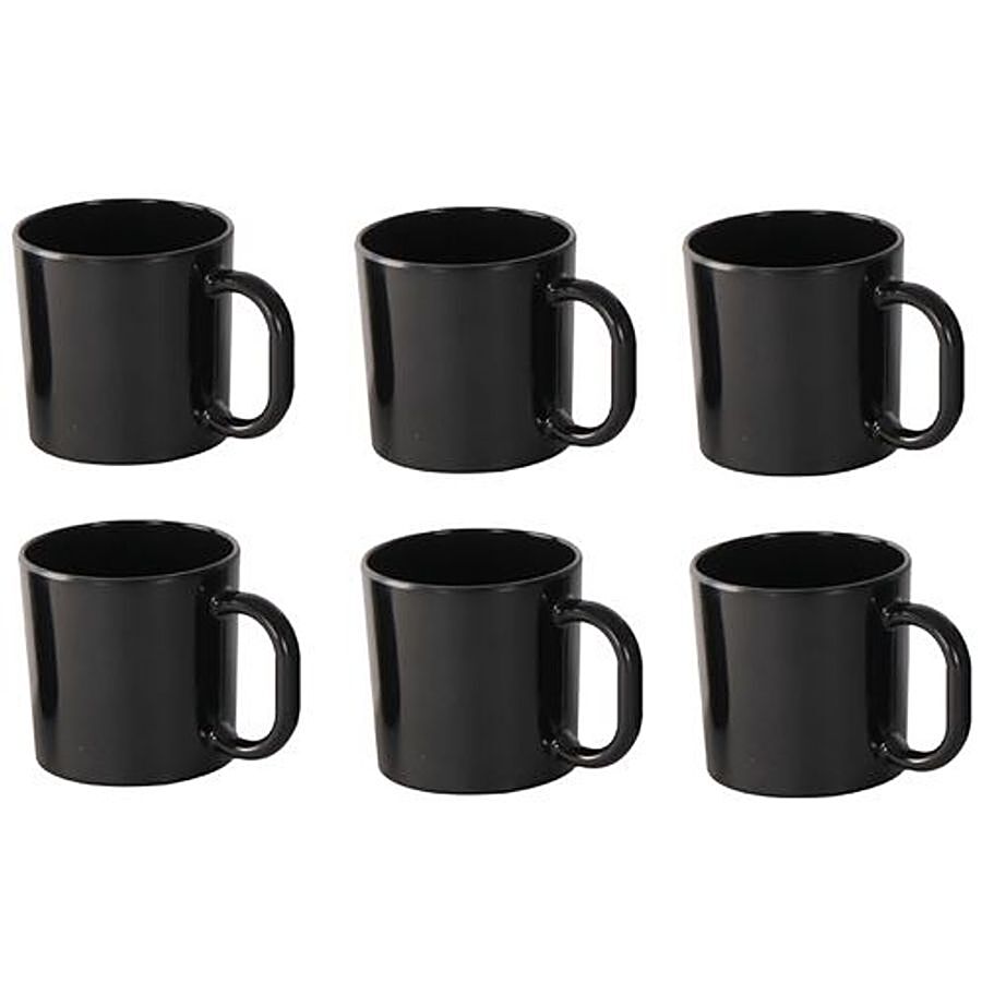 Iveo  Coffee/Chai Cup Set - 185 ml- 100% Melamine - Black