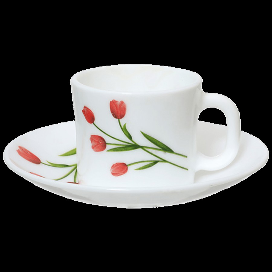 LaOpala Chai/Opalware Coffee Cup & Saucer Set - Regular