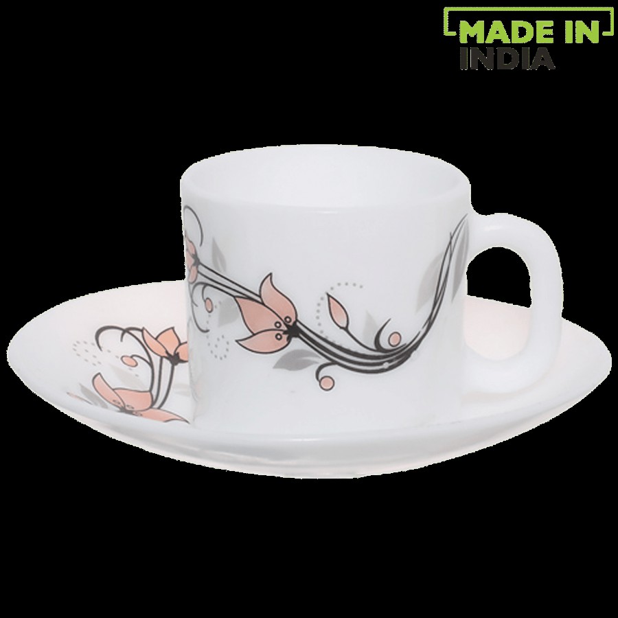 LaOpala Chai/Opalware Coffee Cup & Saucer Set - Regular