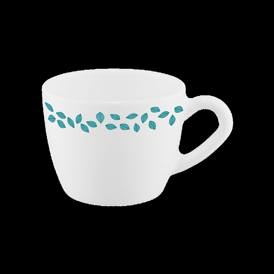 Larah by Borosil Blue Leaves Cup Set - White