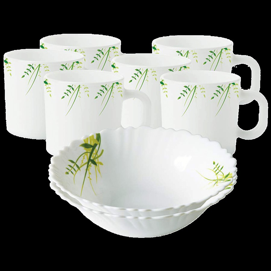 Larah by Borosil Opalware Snack Set - Green Hub