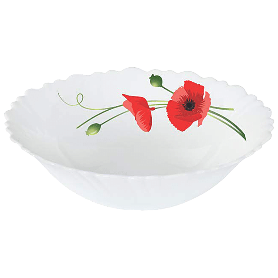 Larah by Borosil Opalware Snack Set - Red Carnations