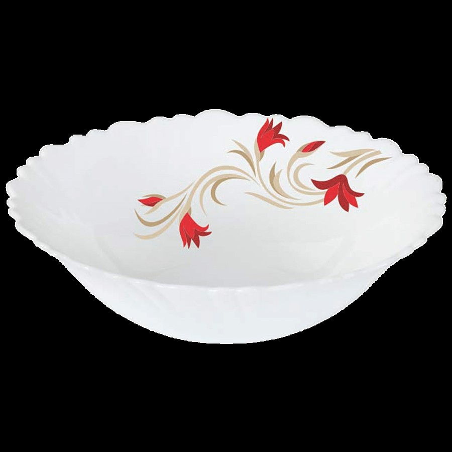 Larah by Borosil Opalware Snack Set - Red Lily