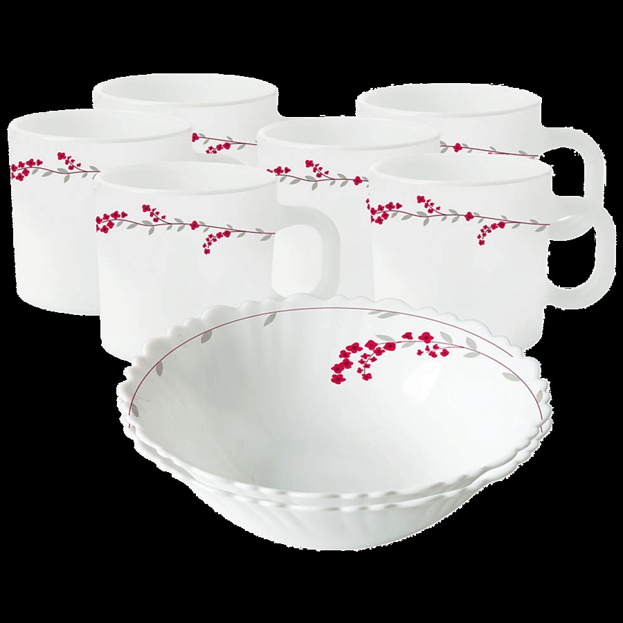 Larah by Borosil Opalware Snack Set - Verona