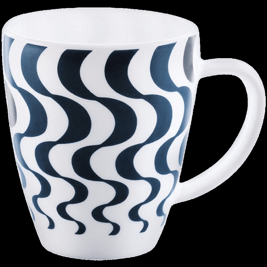 Larah by Borosil Waves Blue Opalware Mug - White