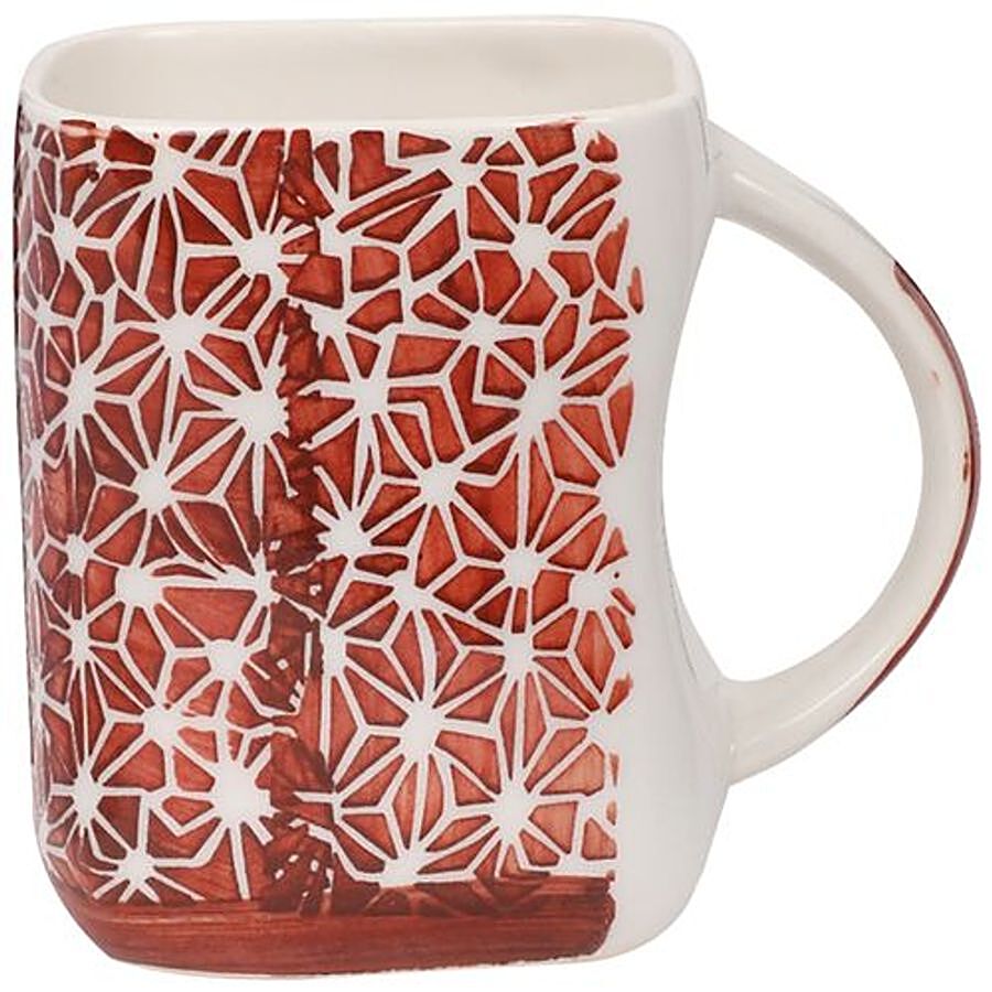 Parka Chai/Stoneware Milk/Coffee Mug - White Base With Red Print