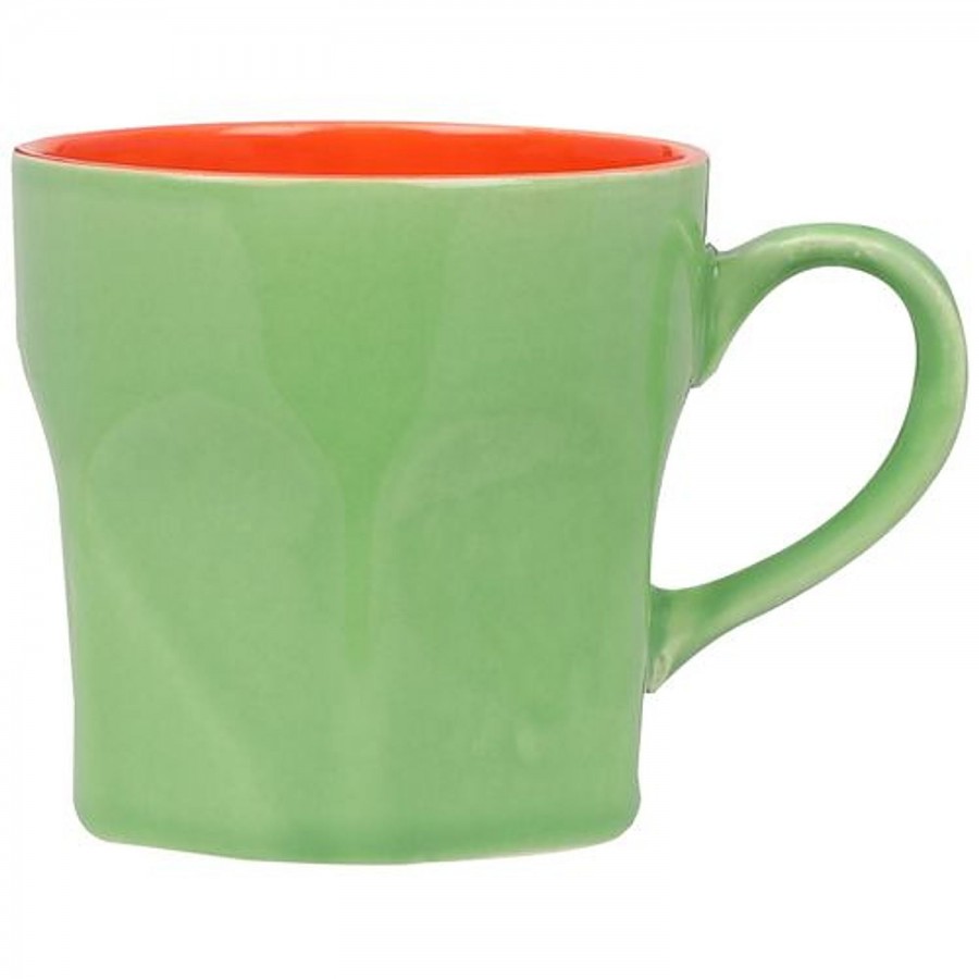 Parka Chai/Tea/Coffee Earthenware Cups - Green With Orange Inner