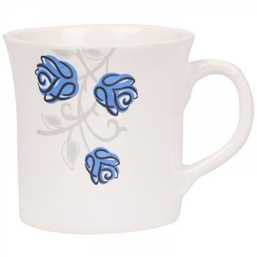 Parka Chai/Tea/Coffee Earthenware Cups - White Base With Blue Floral