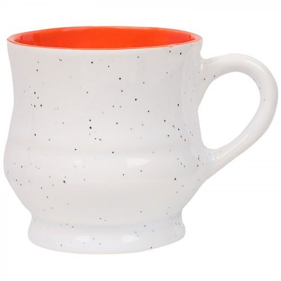 Parka Chai/Tea/Coffee Earthenware Cups - White Self Design With Orange