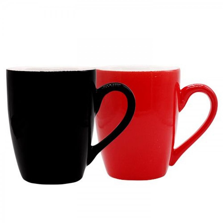 Parka Stoneware Dual Tone Coffee/Milk Mugs - Red & White