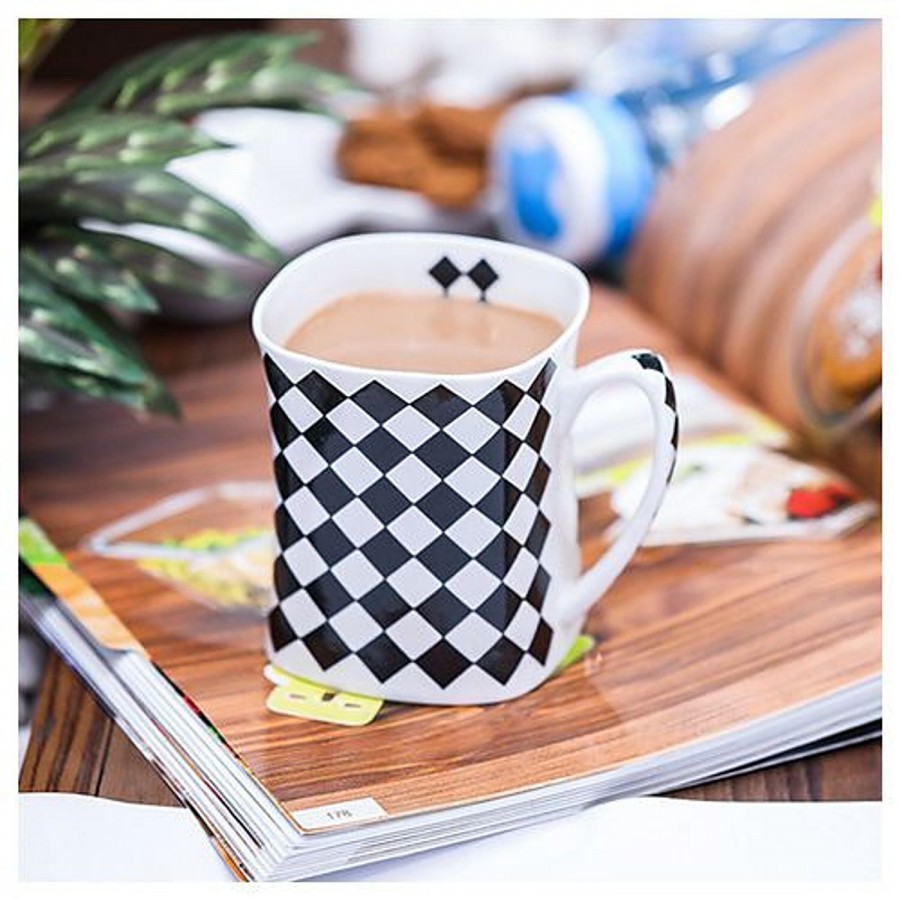 Raja Chai/Bone China Milk/Coffee Mug - Black & White Square