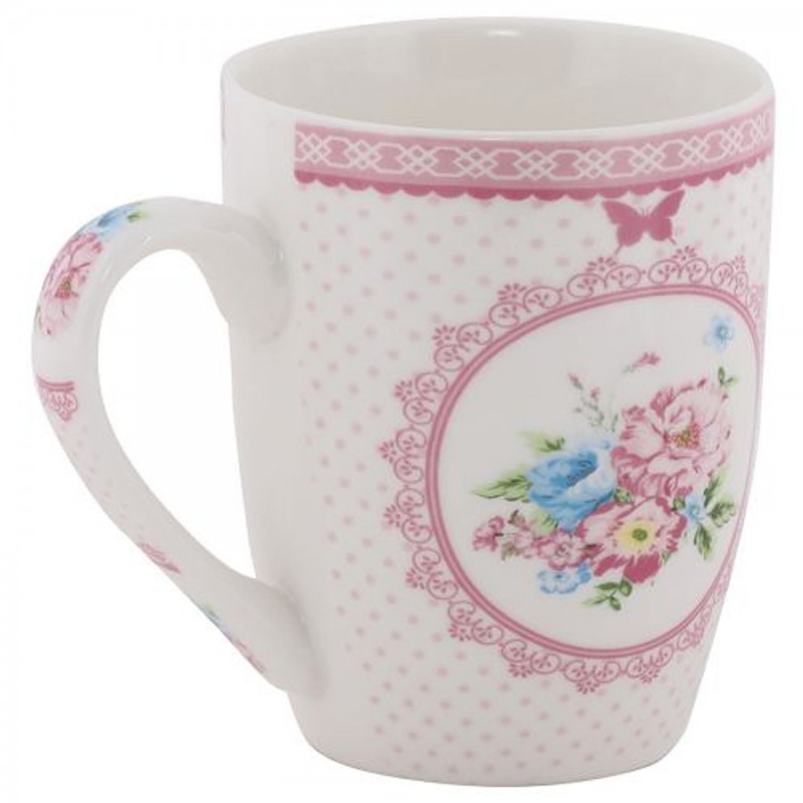 Rslee Chai / Coffee/ Tea-Milk Mug - Floral Pink Dot Print