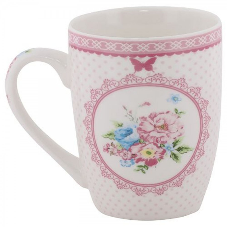 Rslee Chai / Coffee/ Tea-Milk Mug - Floral Pink Dot Print