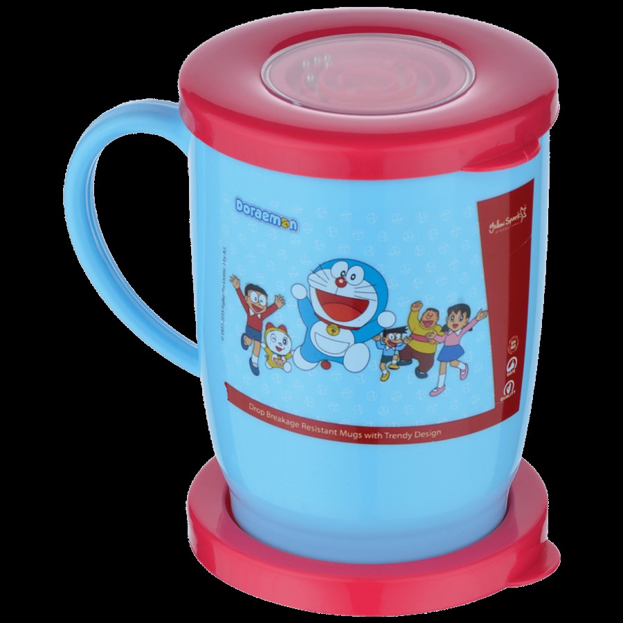 Yellow Spark Double Wall Mug With Lid - Assorted Character & Colour