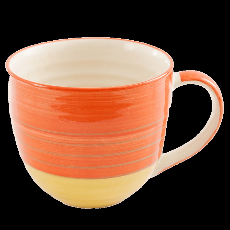 bb home Earth Ceramic Tea/Coffee/Milk Mug - Yellow & Orange Design