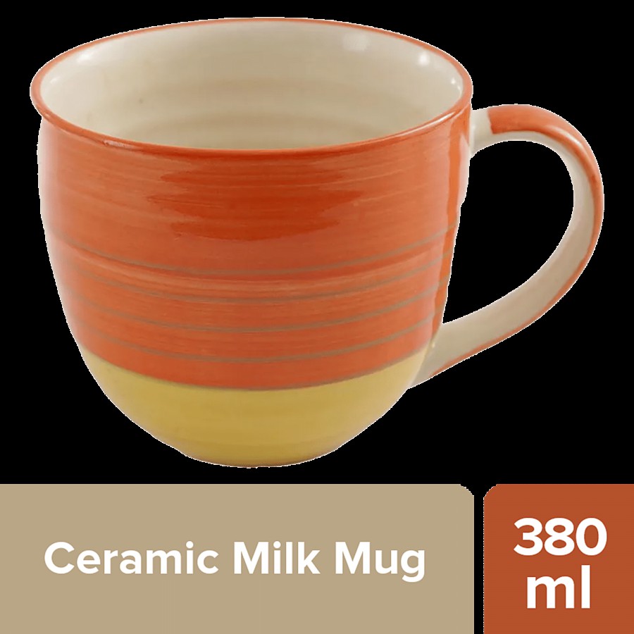 bb home Earth Ceramic Tea/Coffee/Milk Mug - Yellow & Orange Design