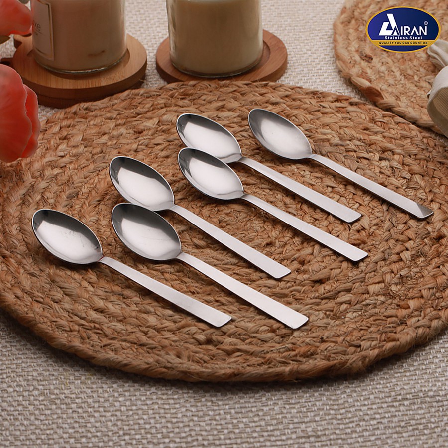 AIRAN Stainless Steel Baby Spoon Set - Silver