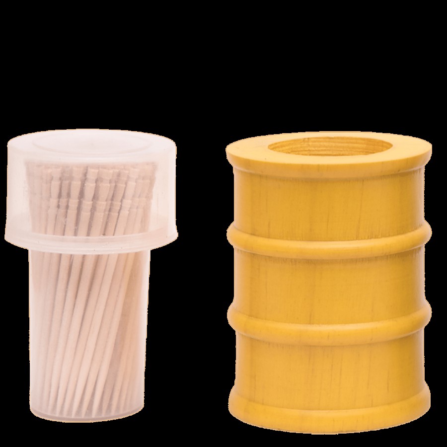 Ek Do Dhai Drum Toothpick Holder Yellow