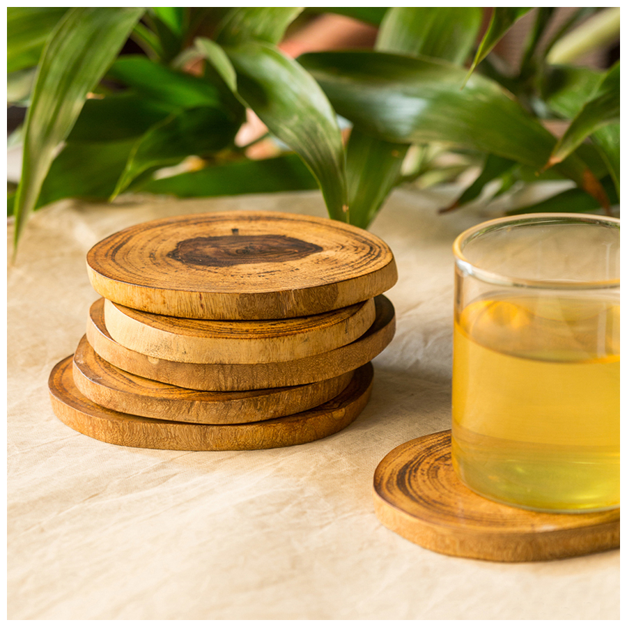 ExclusiveLane Handcrafted Coasters - Circles Of Wood Log