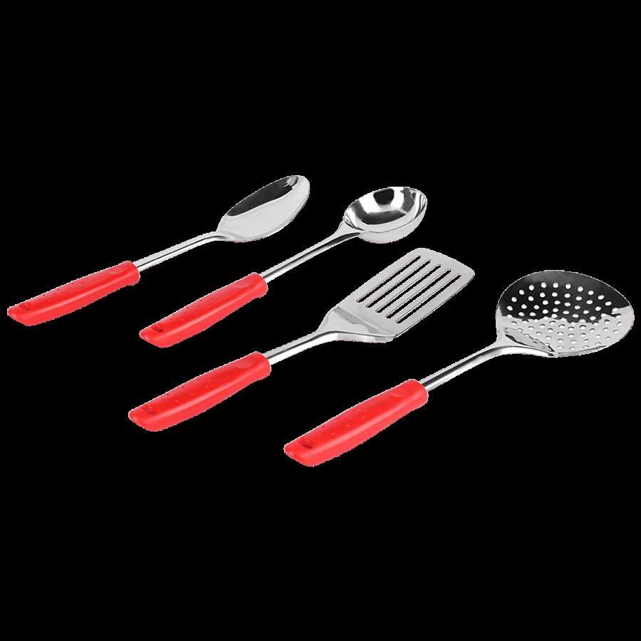 Omega Stainless Steel Kitchen Tools Set - With Plastic Handle