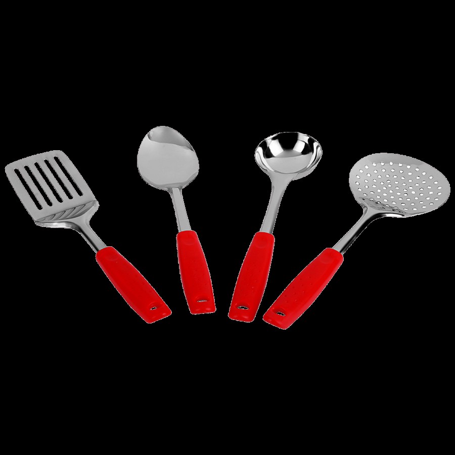 Omega Stainless Steel Kitchen Tools Set - With Plastic Handle