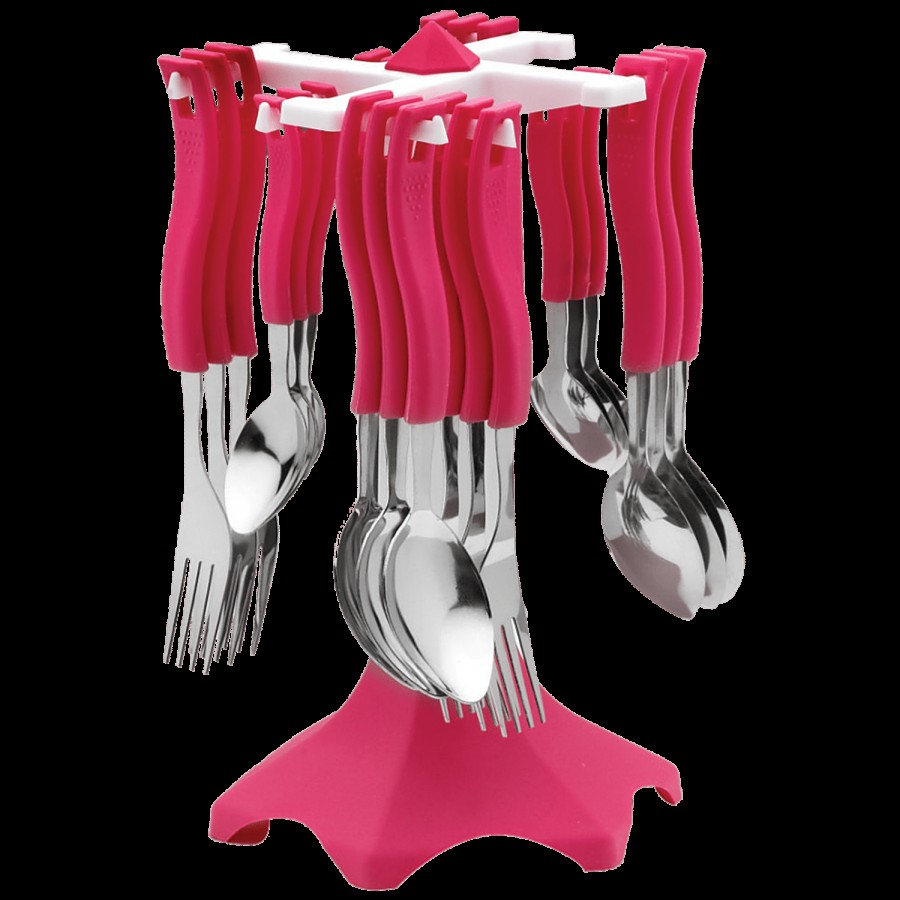 Ritu Cutlery Set Stainless Steel With Free Butter Knife - Red