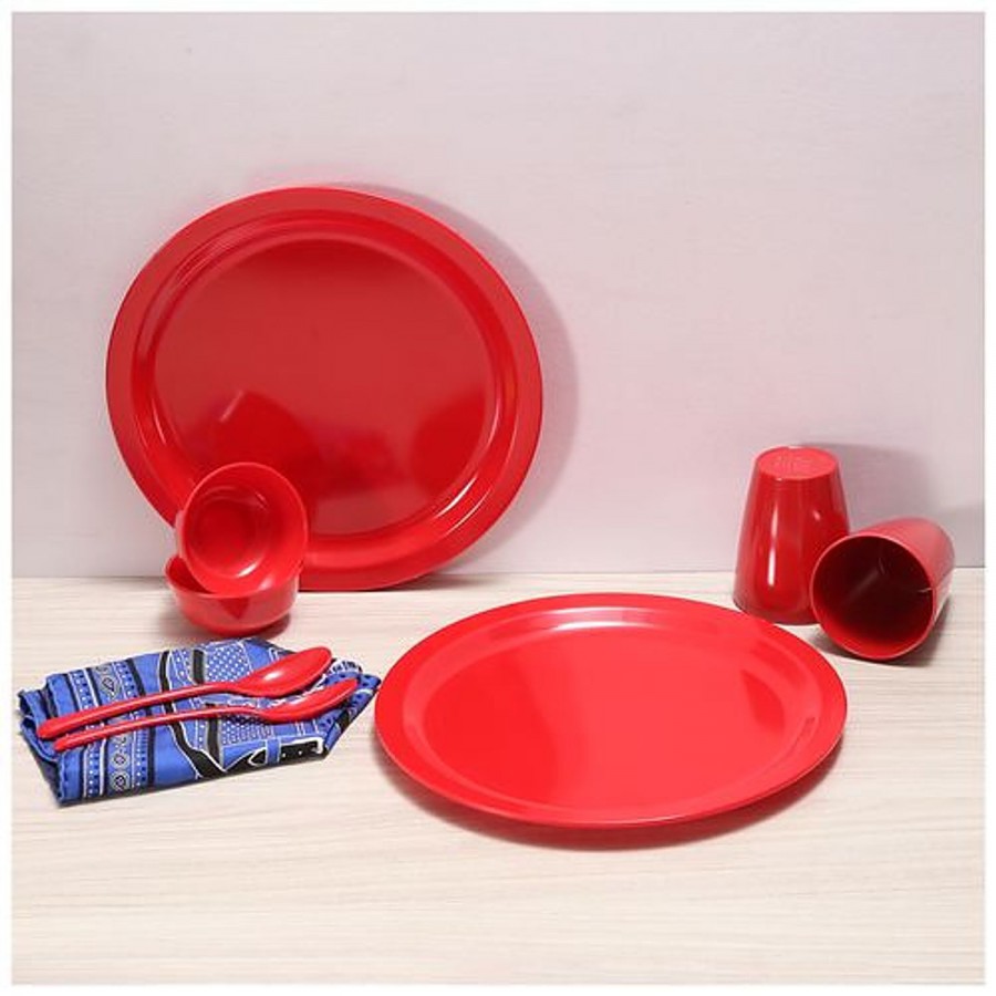 Iveo  100% Melamine Dinner Set - Red