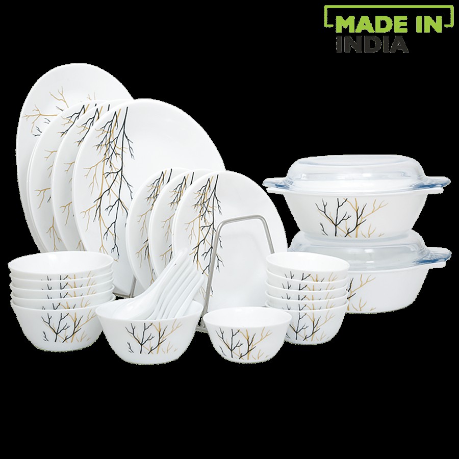 Laopala Diva Opalware Ivory Dinner Set - Golden Fall