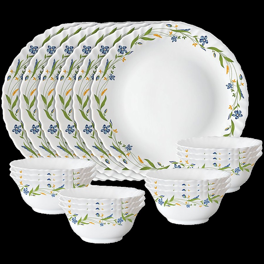 Larah by Borosil Cripper Fluted Series Opalware Thali Set - White