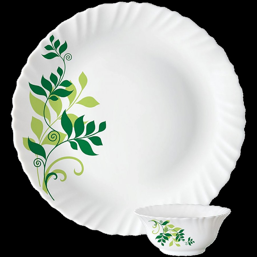 Larah by Borosil Fern Series Opalware Thali Set - White