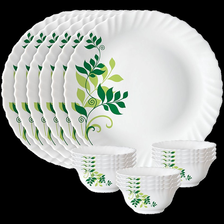 Larah by Borosil Fern Series Opalware Thali Set - White