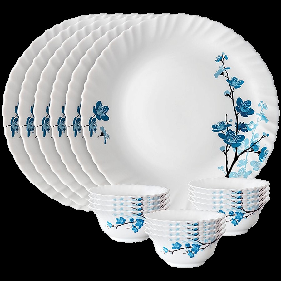 Larah by Borosil Mimosa Series Opalware Thali Set - White