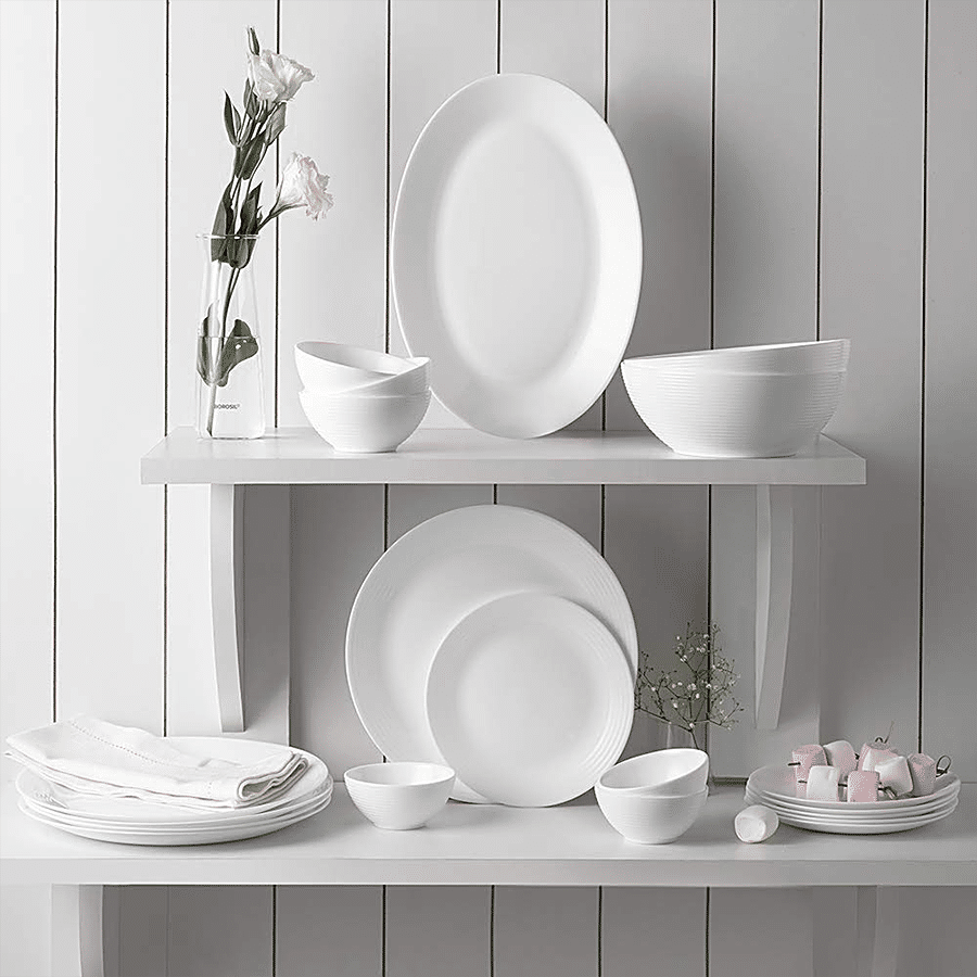 Larah by Borosil Orbit Series Opalware Dinner Set - Lightweight