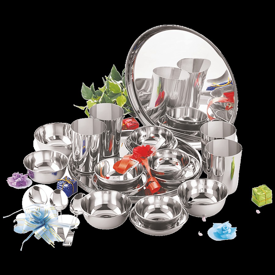 Neelam Stainless Steel Premium Dinner Set - Mirror Finish