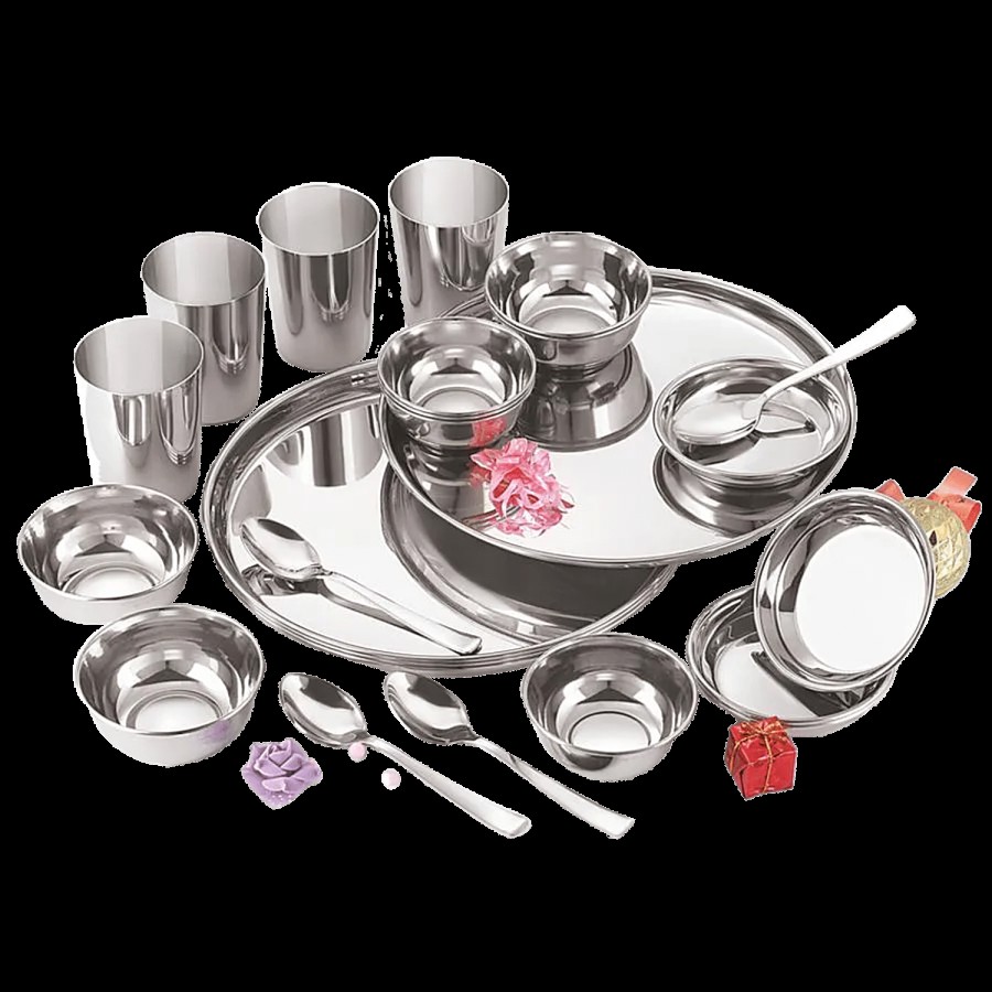 Neelam Stainless Steel Premium Dinner Set - Mirror Finish