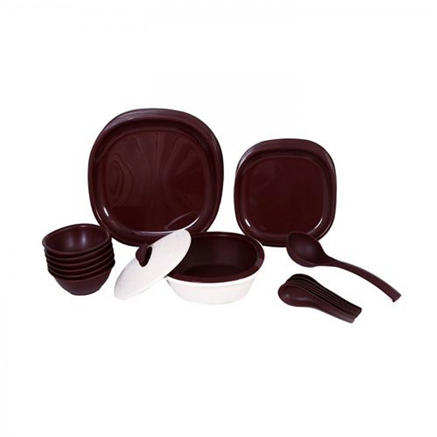 Signoraware Dinner Set Square Double Wall - Mahroon 254